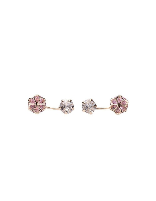 Broqueles de flor de oro con acabado pavé zirconia