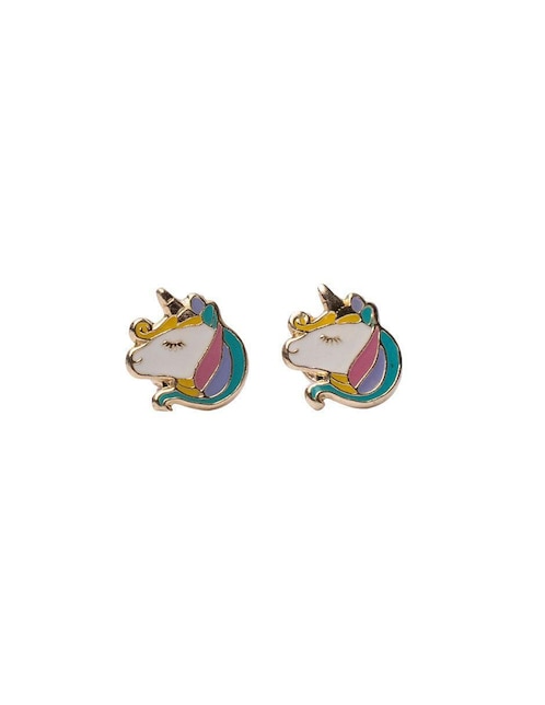 Broqueles de unicornio Mardía de oro con acabado esmaltado