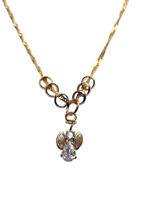 Collar con dije ángel de ángel Limerence By Claudia Herrera de oro laminado 14 K