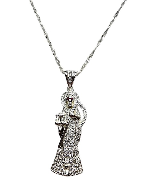 Collar con dije Santos Limerence by Claudia Herrera Santa Muerte de oro laminado 14 K