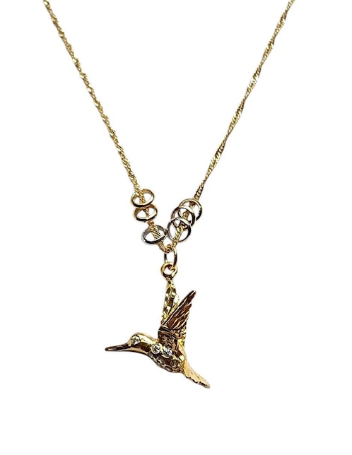 Collar con dije de colibrí Limerence By Claudia Herrera de oro laminado 14 K