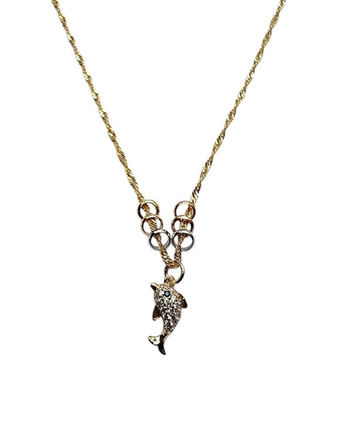 Collar con dije de delfín Limerence By Claudia Herrera Marino de oro laminado 14 K