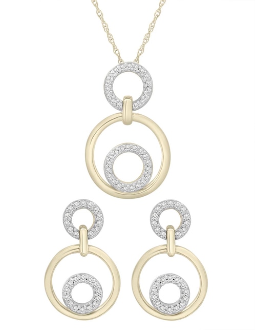 Aretes y Collar circular de oro 14 k diamante 1