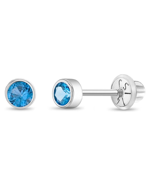 Broqueles In Season Jewelry de oro blanco 14 k con acabado pulido zirconia cúbica