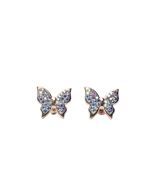 Broqueles de mariposa de oro con acabado pavé zirconia 1