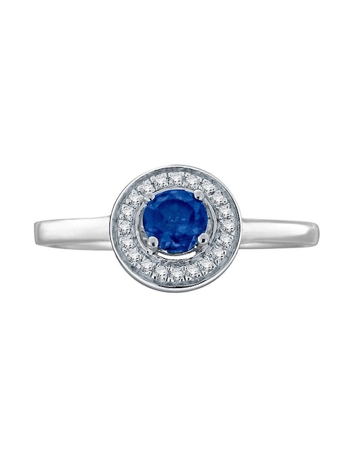 Anillo Fascinare Clara 14 k de oro blanco zafiro y diamante brillante