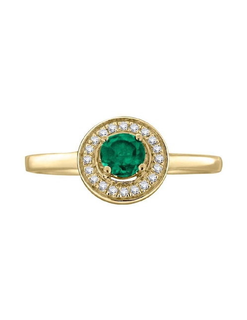 Anillo Clara 14 k de oro amarillo esmeralda y diamante brillante 1