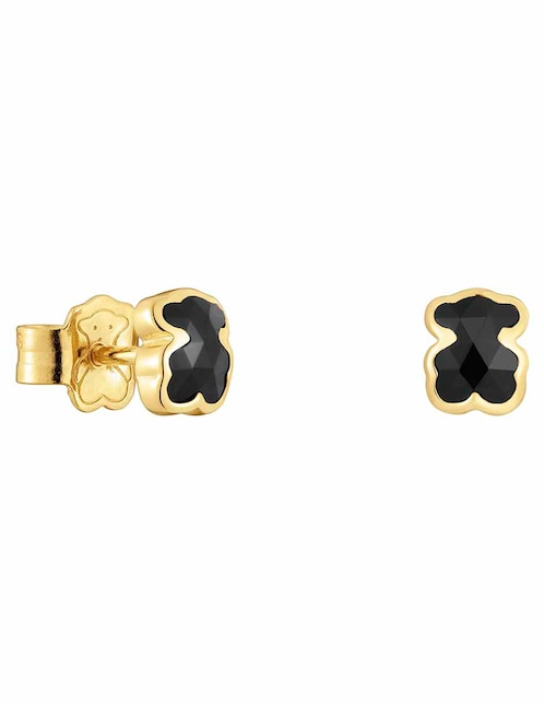Broqueles de oso Tous de plata P 925 con acabado baño de oro ónix