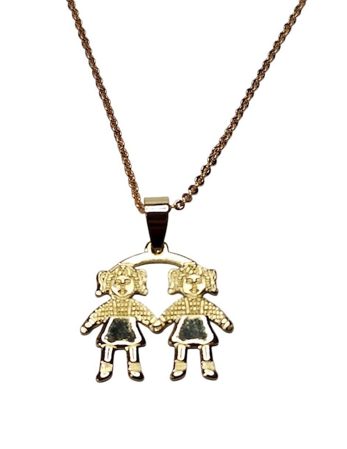Collar con dije de niña de oro laminado 14 K 1
