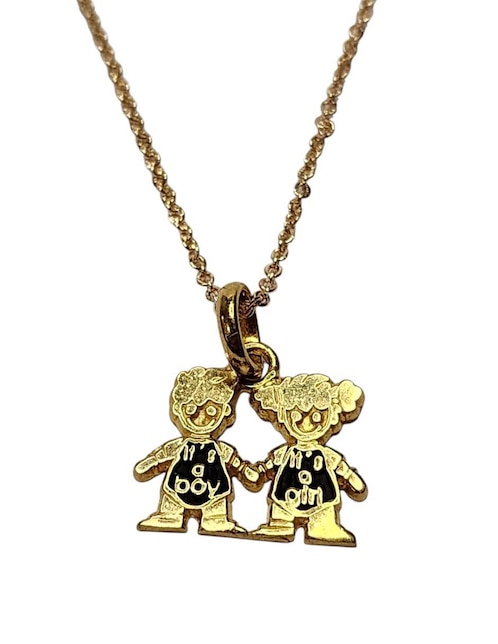 Collar con dije de niño Limerence By Claudia Herrera de oro laminado 14 K