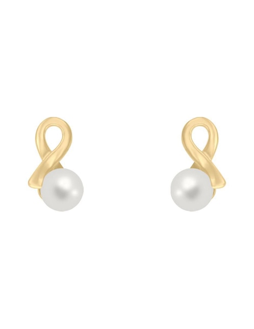 Aretes Fianelli Listón de oro con acabado brillante perla