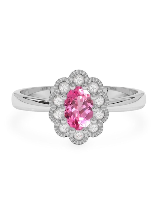 Anillo de compromiso de oro 14 k zafiro rosa 1