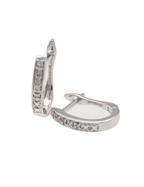 Arracadas de oro blanco con acabado brillante diamante 1
