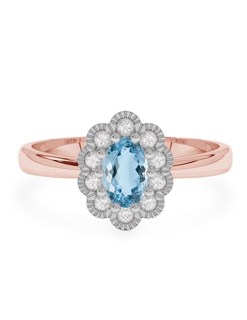 Anillo de compromiso de oro 14 k aguamarina 1