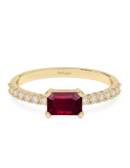 Anillo de compromiso de oro 14 K Amelie Joyas Rubí