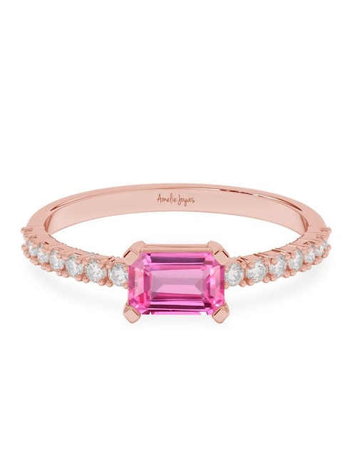 Anillo de compromiso de oro 14 k zafiro rosa 1