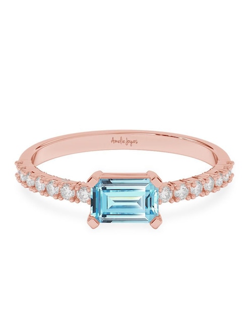 Anillo de compromiso de oro 14 k aguamarina 1