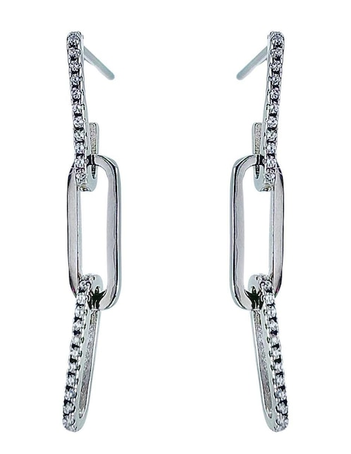 Aretes de eslabones de plata P 925 con acabado pavé zirconia