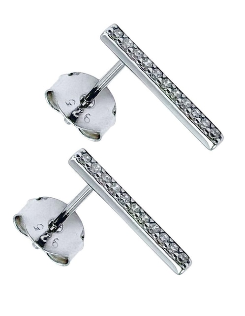 Aretes de barra Aretize de plata P 925 con acabado pavé zirconia