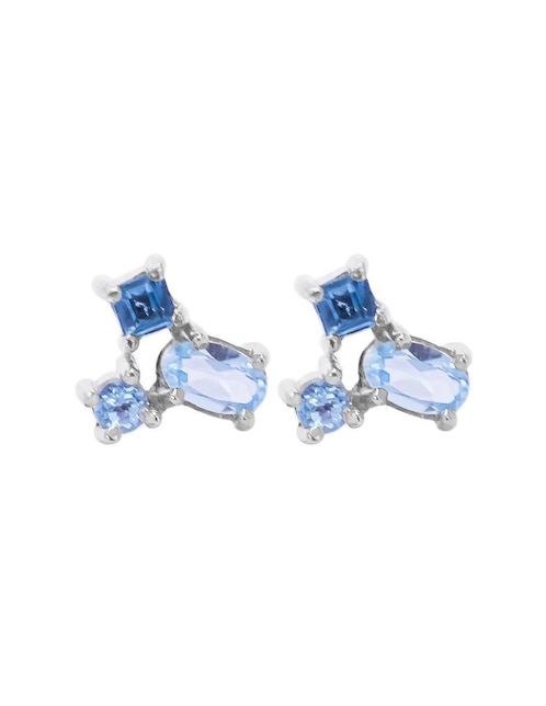 Aretes Teresa Díaz Joyería Mexicana Destellos De La Tierra de plata P 925 con acabado plateado topacio