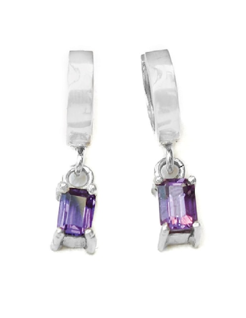 Aretes octagonales Teresa Díaz Joyería Mexicana Destellos De La Tierra de plata P 925 con acabado plateado amatista