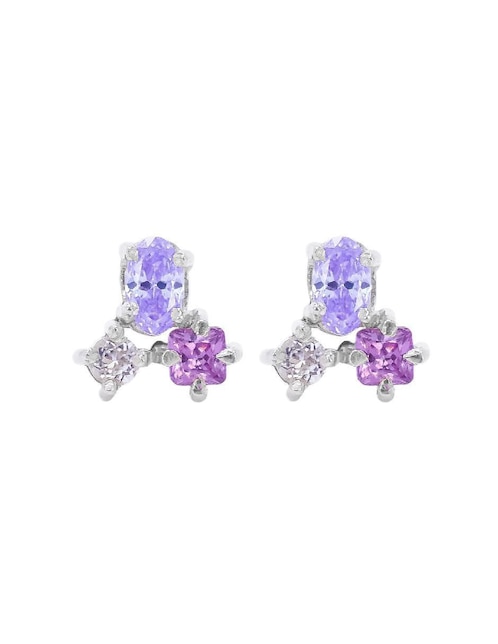 Aretes Teresa Díaz Joyería Mexicana Destellos De La Tierra de plata P 925 con acabado plateado amatista