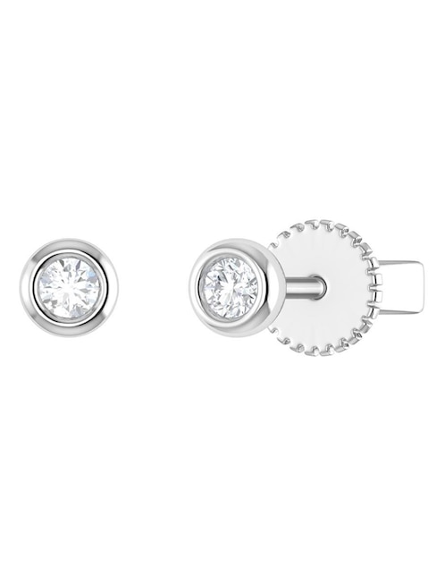 Broqueles circulares Joyerías Bizzarro de oro blanco 14 K con acabado liso diamante