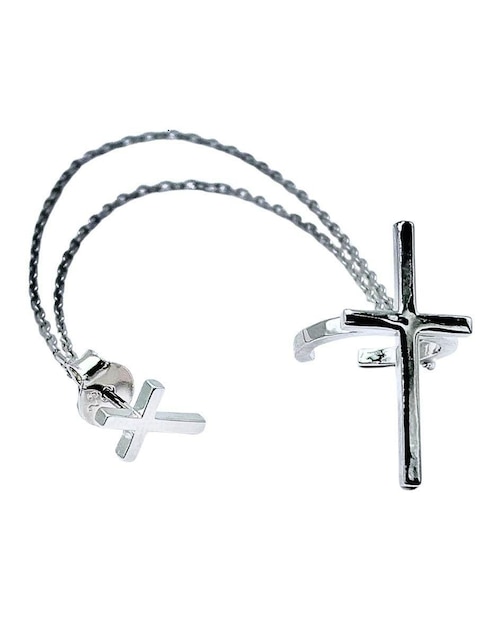 Aretes de cruz de plata P 925 con acabado brillante