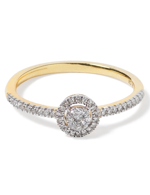 Anillo con gema Jayda 14 k de oro diamante pavé