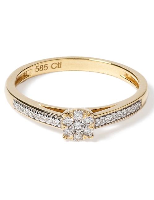 Anillo 14 k de oro diamante pavé 1