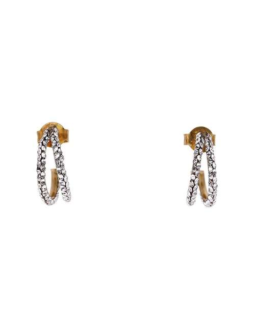 Aretes de aros de oro amarillo 14 K con acabado brillante zirconia 1