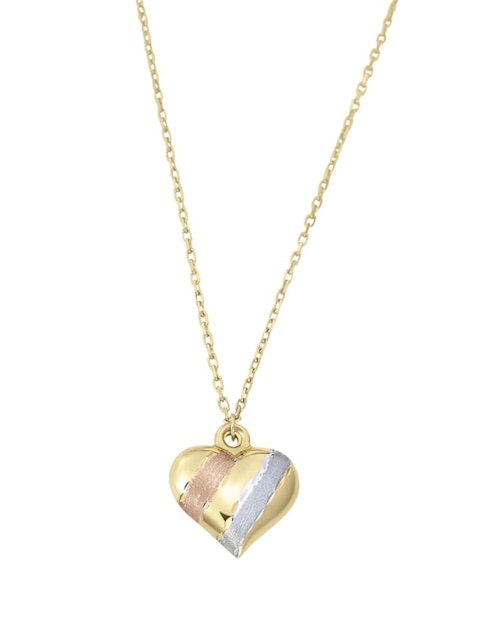 Collar con dije de corazón Cristal Joyas de oro amarillo 14 K