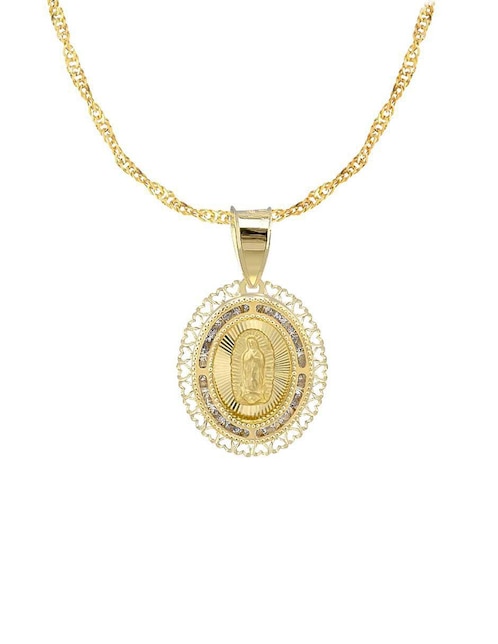 Collar Virgen de Guadalupe ovalado de oro 10 K Collar Virgen de Guadalupe ovalado de oro 10 K