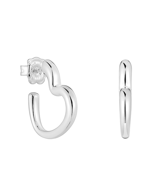 Aretes de aro de corazón Tous My Other Half de plata P 925 con acabado brillante