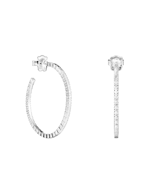 Aretes de aro redondos Straight de plata P 925 con acabado brillante