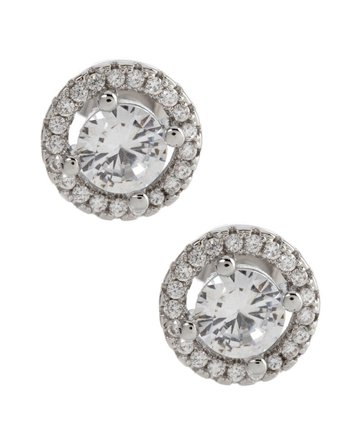 Broqueles circulares de plata P 925 con acabado brillante zirconia 1