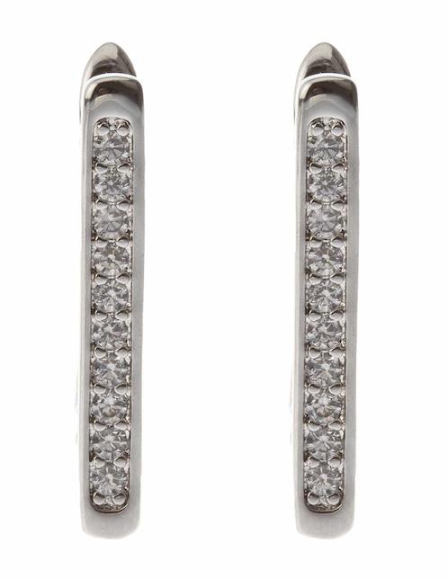 Aretes rectangulares de plata P 925 con acabado brillante zirconia 1