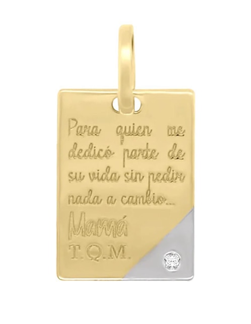 Dije rectangular Fianelli cartita de oro 14 K