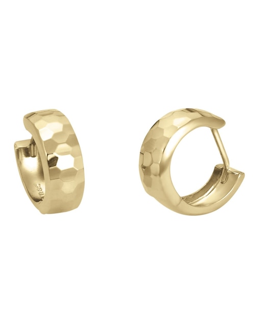 Aretes redondos Cristal Joyas de oro 14 K con acabado texturizado