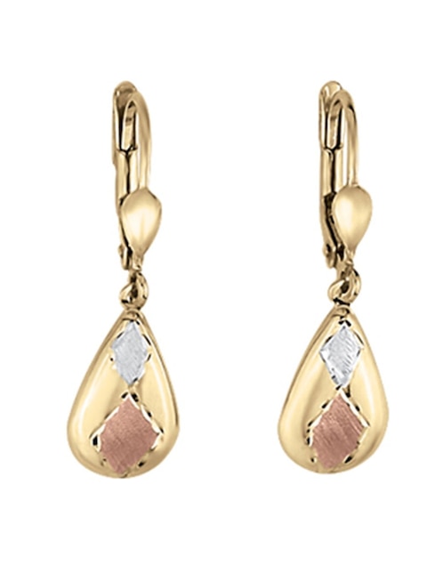 Aretes de gota Cristal Joyas de oro florentino