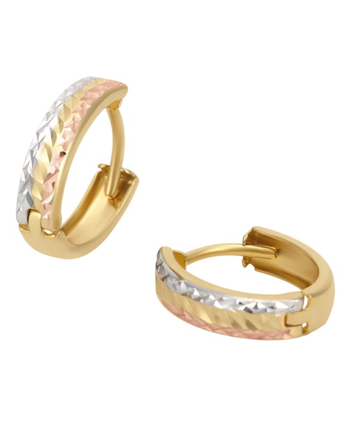 Arracadas Cristal Joyas de oro florentino 14 K con acabado liso