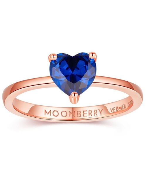 Anillo de corazón Moonberry de plata vermeil P 925 zirconia cúbica con acabado baño de oro rosa