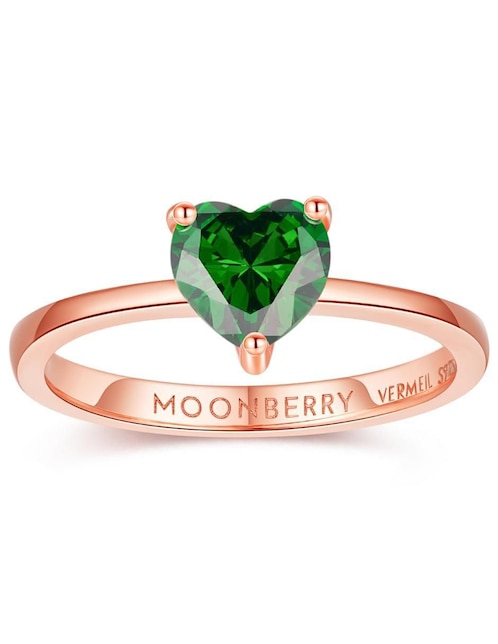 Anillo de corazón Moonberry de plata vermeil P 925 zirconia cúbica con acabado baño de oro rosa