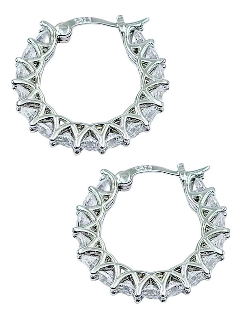 Arracadas de plata P 925 con acabado pavé zirconia