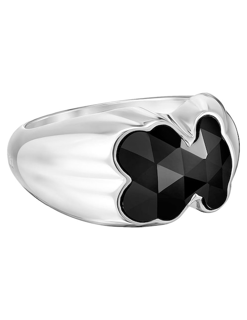 Anillo con gema de oso Tous Icon Color P 925 de plata ónix brillante