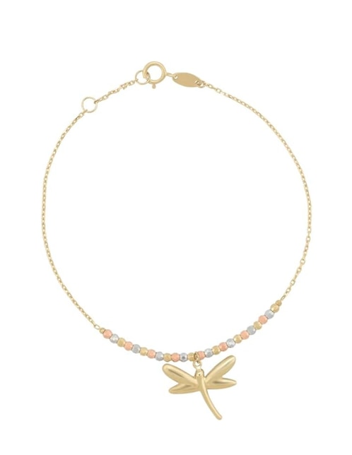 Pulsera Cristal Joyas de oro florentino 14 K con acabado brillante