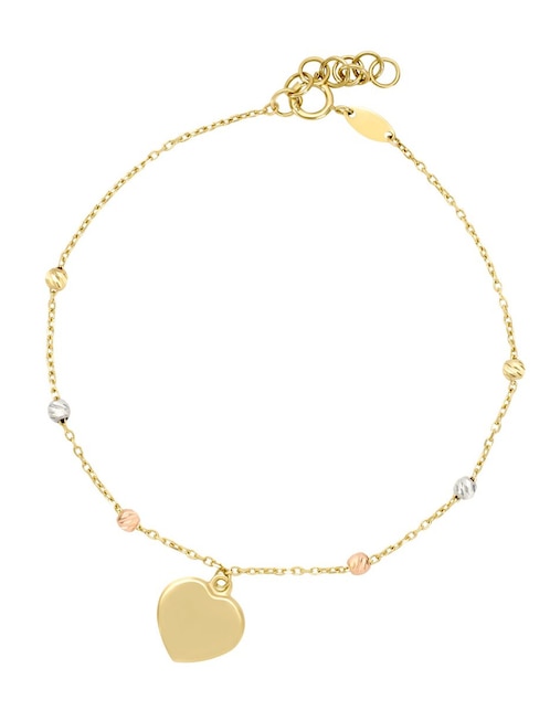 Pulsera Cristal Joyas de oro florentino 14 K con acabado brillante