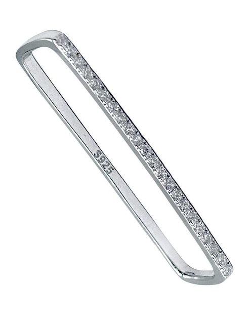 Piercing rectangular de plata P 925 con acabado pavé zirconia