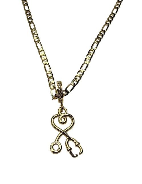 Collar con dije Estetoscopio de oro laminado 14 K