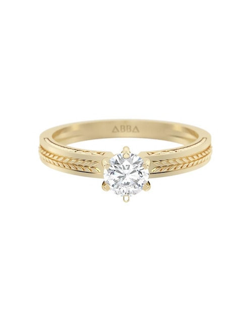 Anillo de compromiso de oro 10 k Abba Joyas zirconia